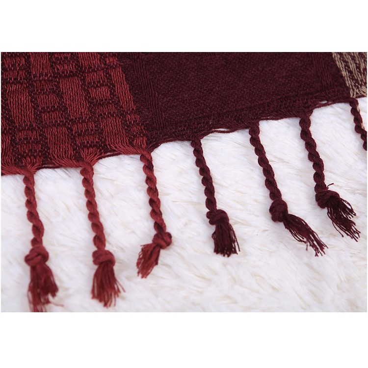 Chenille Sofa Cover Yarn Dyed Tablecloth 150 x 190cm - Reddish Brown Geometric Patterns-4