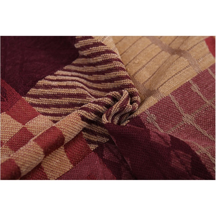 Chenille Sofa Cover Yarn Dyed Tablecloth 150 x 190cm - Reddish Brown Geometric Patterns-5