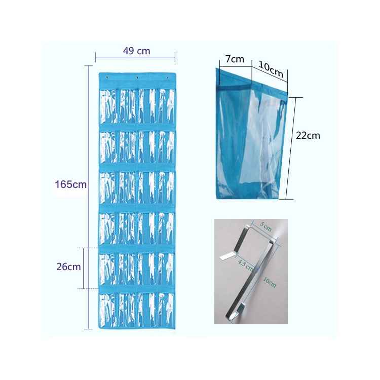 24-Pocket Non-Woven Shoe Storage Bag Over the Door Organizer - Red-4