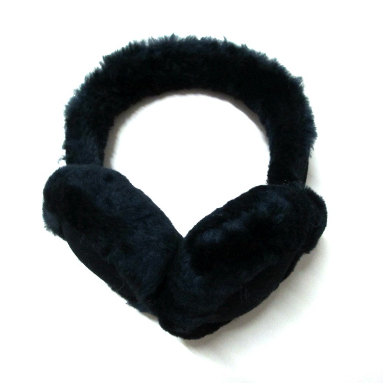 Fluffy Wool Warm Earmuffs Windproof Earflaps - Black-1