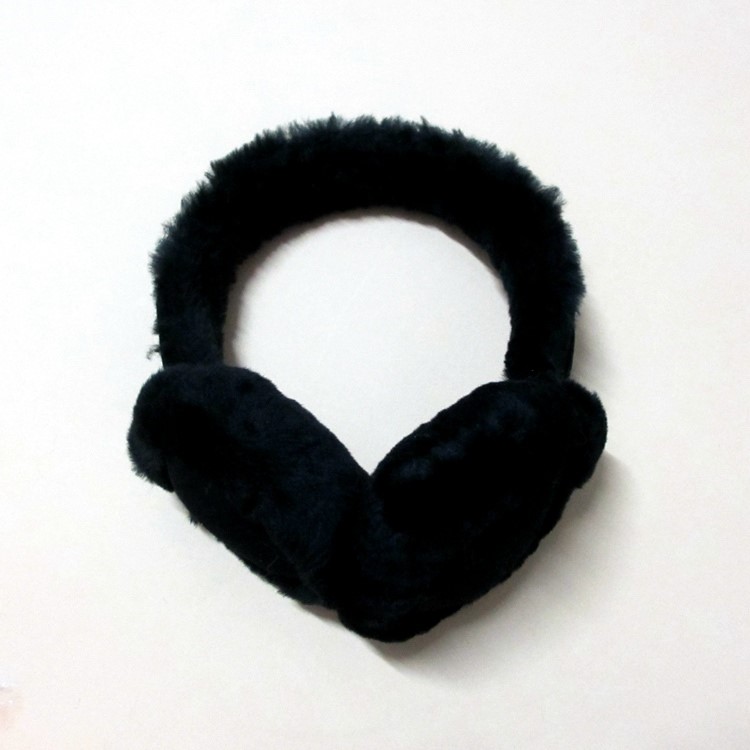 Fluffy Wool Warm Earmuffs Windproof Earflaps - Black-2