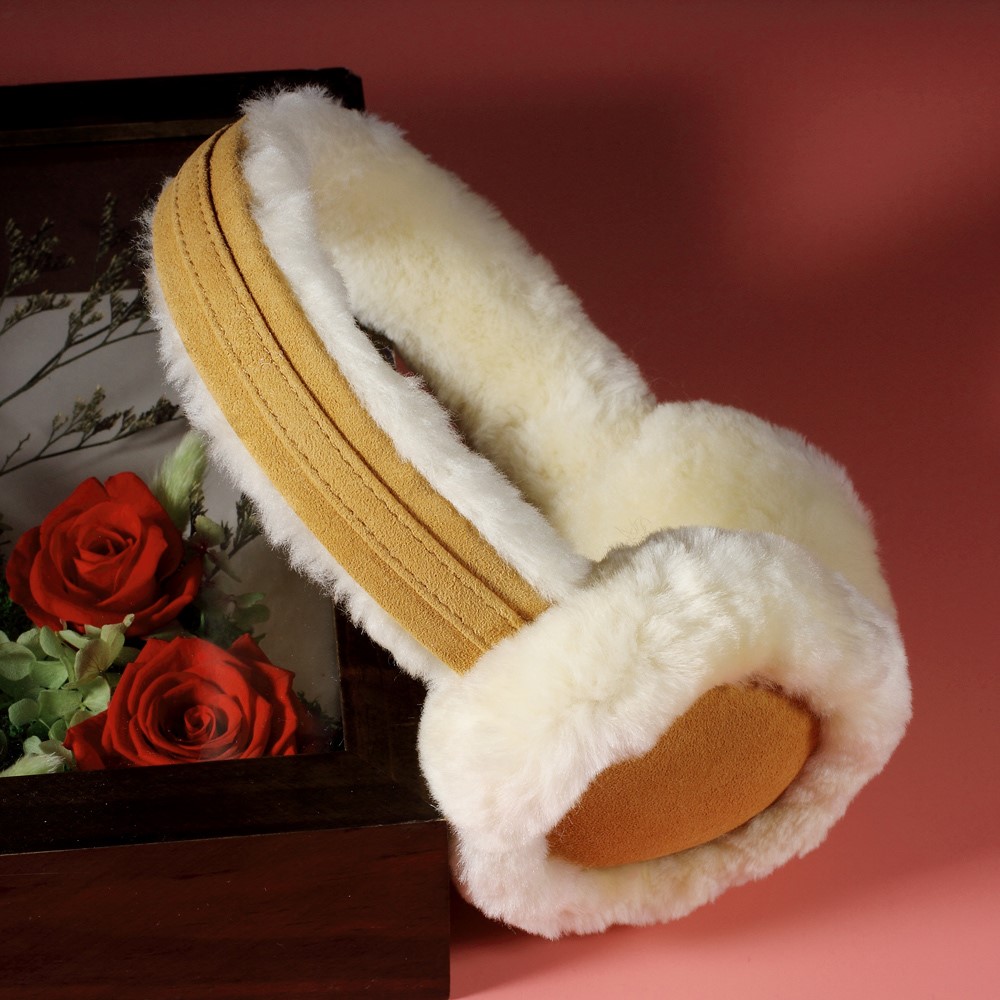 Fluffy Wool Warm Earmuffs Windproof Winter Ear Protector - Khaki-1