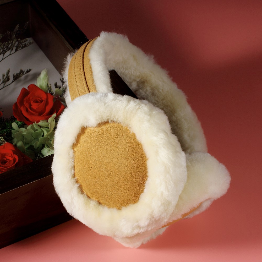 Fluffy Wool Warm Earmuffs Windproof Winter Ear Protector - Khaki-2