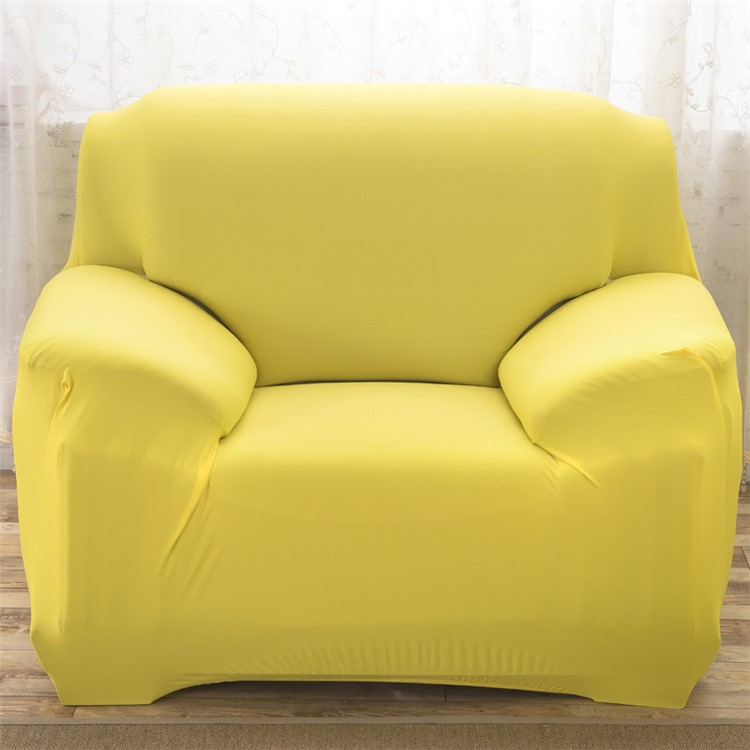 Solid Color Tight Universal Elastic Slipcover Sofa Protector (Single-seater) - Yellowgreen-1