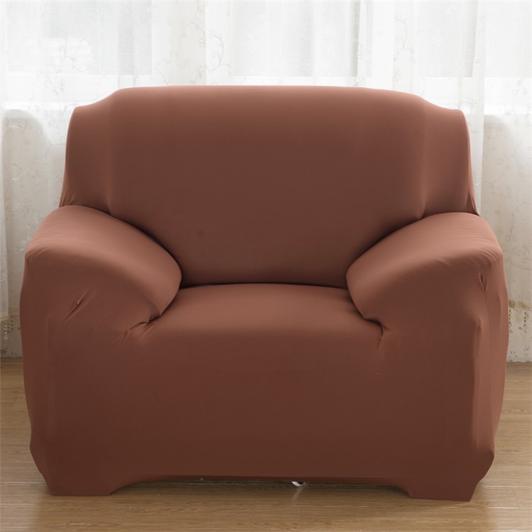Universal Solid Color Tight Elastic Sofa Furniture Protector (Single-seater) - Dark Brown-1
