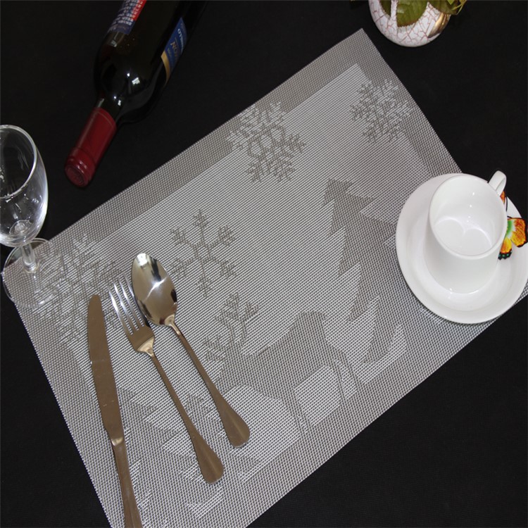 6PCS/Lot Christmas Fawn Non-slip PVC Kitchen Placemat for Dining Table, 45 x 30cm - Grey-1
