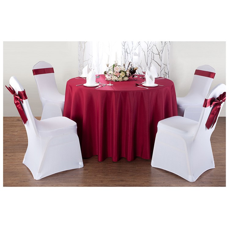 Hotel Restaurant Round Polyester Tablecloth for Decorations, Size: 180cm - Wine Red-3