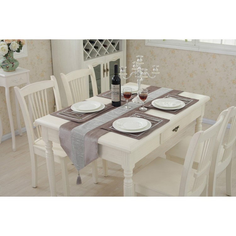 Western Modern Rhinestone Strap Decoration Table Runner Tapestry, Size: 32 x 250 - Champagne-3