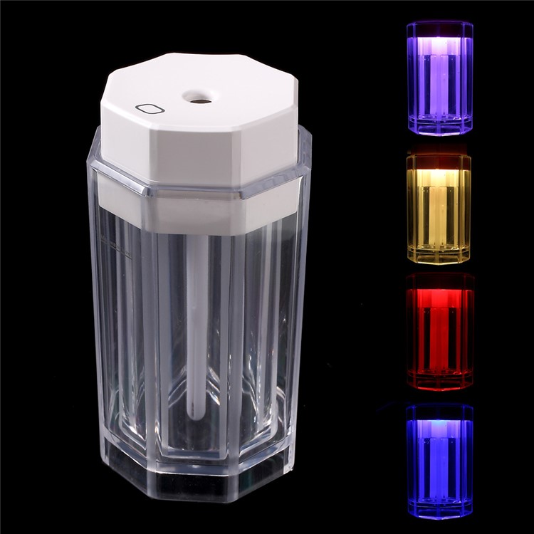 LINGLONG USB Mini Air Humidifier with Color-changing LED Night Light - White-1
