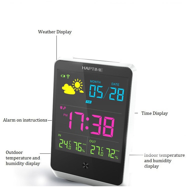 YGH-391 Wireless Digital Weather Forecast Clock Alarm, Indoor & Outdoor Temperature Humidity Display - US Plug-12