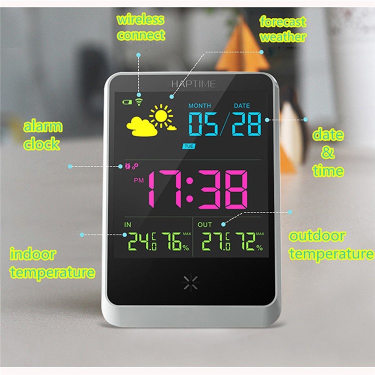 YGH-391 Wireless Digital Weather Forecast Clock Alarm, Indoor & Outdoor Temperature Humidity Display - US Plug-4