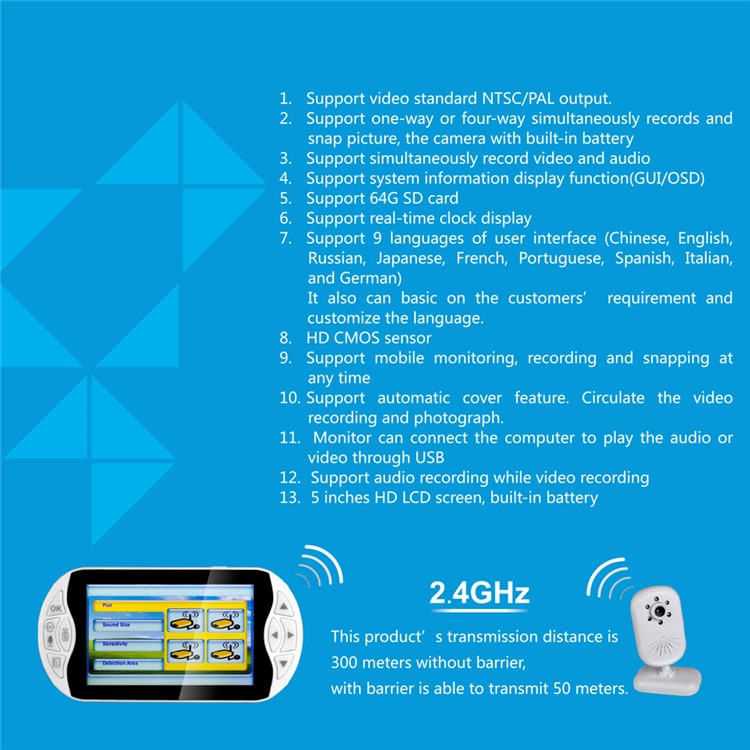LEEHUR 2.4GHz Wireless Digital Video Baby Monitor with IR Night Vision - EU Plug-17