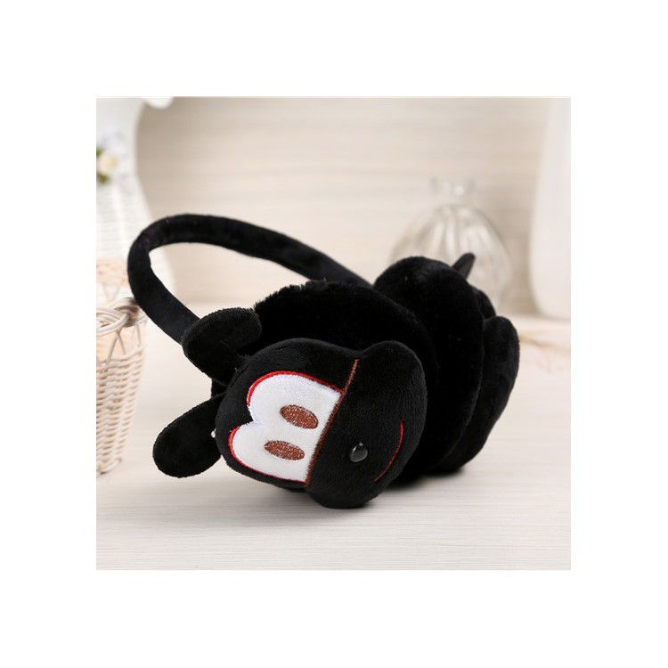 Winter Warm Bobdog Style Plush Unisex Earmuffs - Black-1