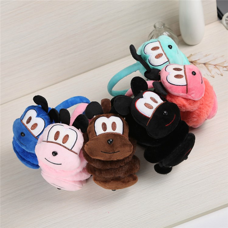 Winter Warm Bobdog Style Plush Unisex Earmuffs - Black-2