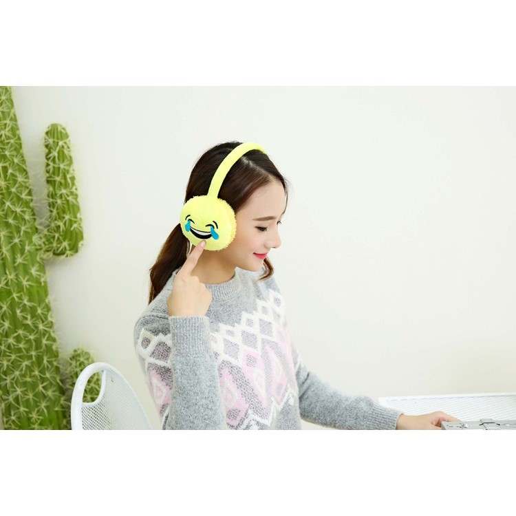 6 Pieces Lovely Emoji Warm Plush Earmuffs Ear Warmer-3