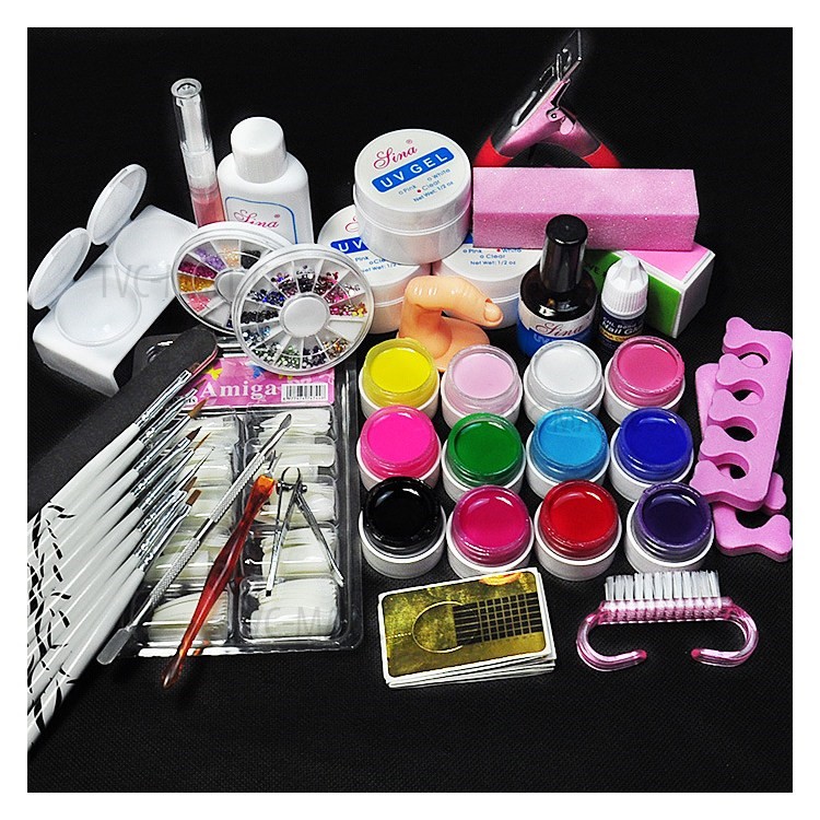 DIY Nail Art Tool Set 36W UV Gel White Lamp & 12-Color UV Gel Nail Art Tool Kit - EU Plug-2