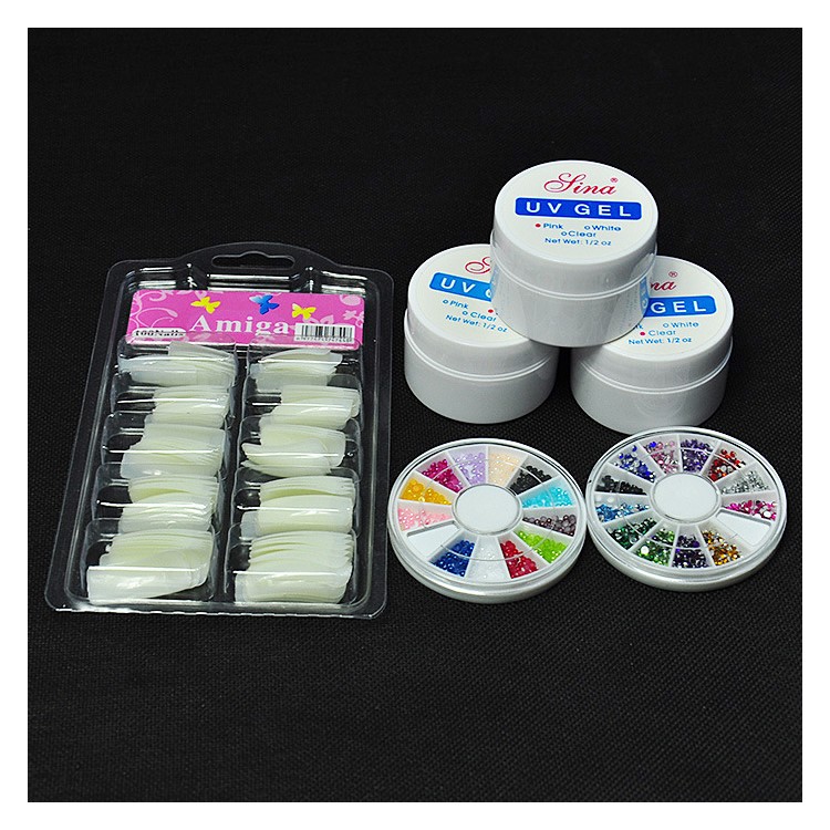 Portable 12 Colors UV Gel Beginners Practice DIY Nail Art Tools Full Set-3