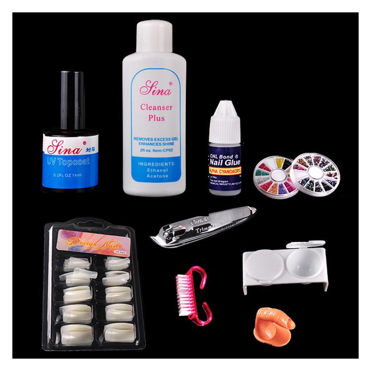 Portable 12 Colors UV Gel Beginners Practice DIY Nail Art Tools Full Set-5