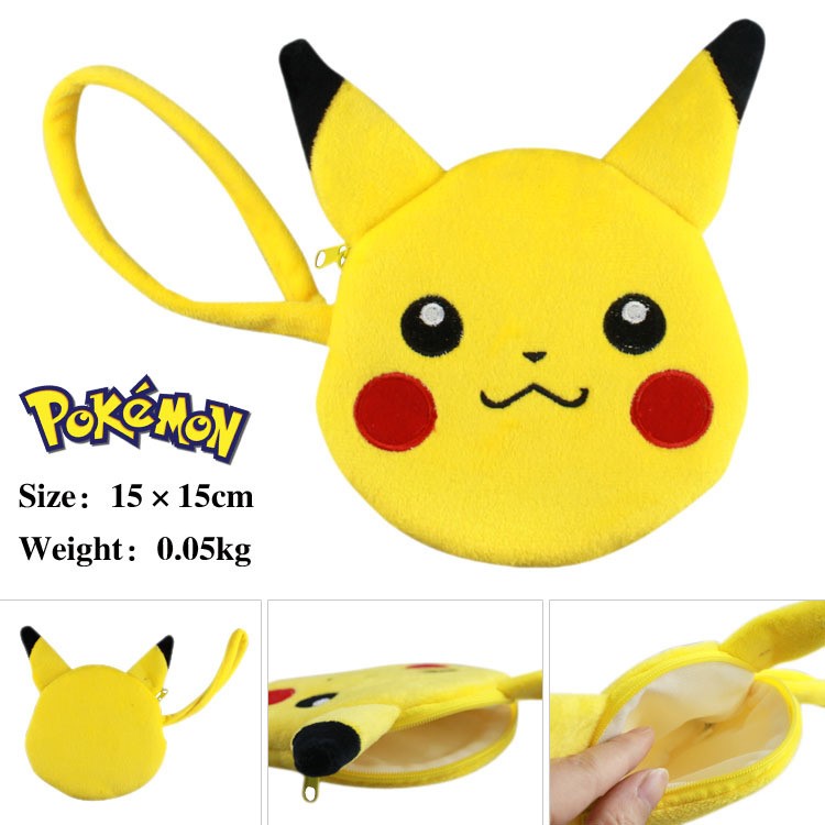 Pokemon Go Plush Mini Zipper Wallet Bag with Lanyard - Shy Pikachu-1