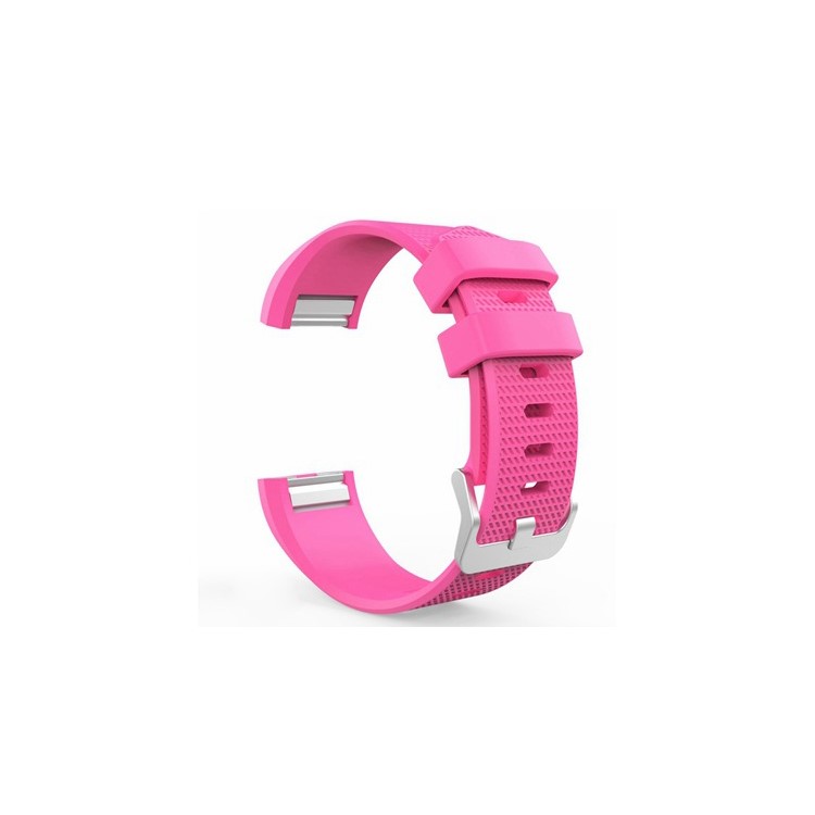 For Fitbit Charge 2 Silicone Wrist Strap Band with Metal Buckle Clasp - Rose-1
