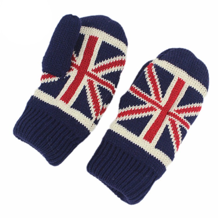 3-piece Set UK Flag Pattern Winter Knitting Hat + Scarf + Mittens for Kids-TV...