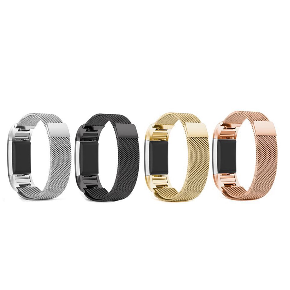 Stainless Steel Milanese Magnetic Watch Band Strap for Fitbit Charge 2 - Black-2