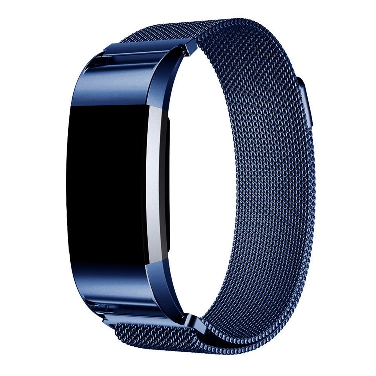 Milanese Stainless Steel Watch Strap with Magnetic Buckle for Fitbit Charge 2 - Blue-4