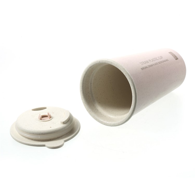 2241J 400ML Straw Wheat Double Wall Coffee Water Cup Biodegradable - Pink-4
