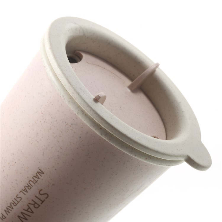 2241J 400ML Straw Wheat Double Wall Coffee Water Cup Biodegradable - Pink-6