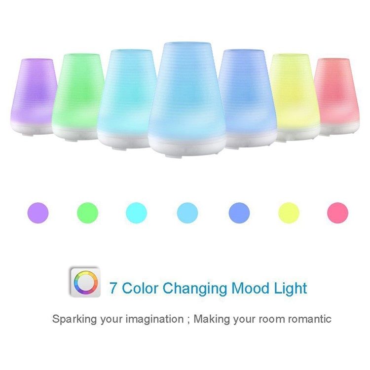 100ml Ultrasonic Essential Oil Diffuser Air Humidifier with 7-color Changing LED Light - White / US Plug-1