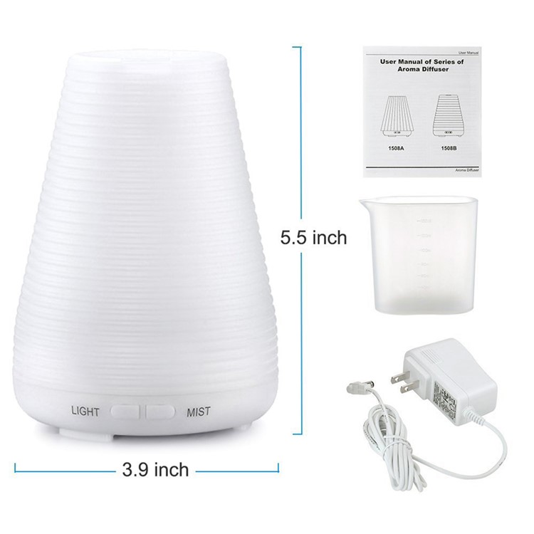 100ml Ultrasonic Essential Oil Diffuser Air Humidifier with 7-color Changing LED Light - White / US Plug-15