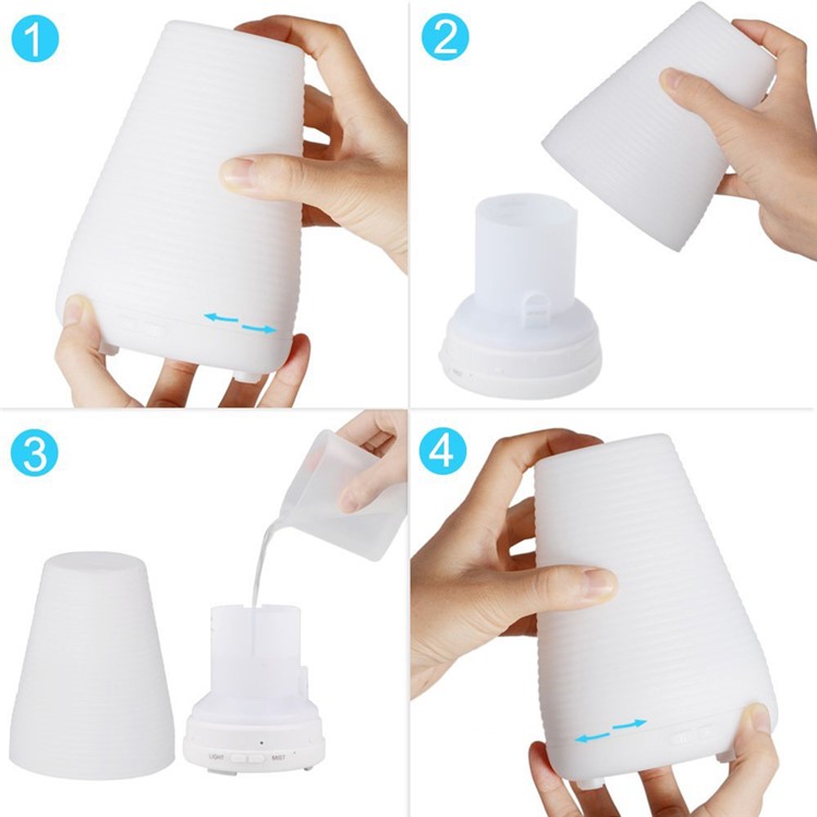 100ml Ultrasonic Essential Oil Diffuser Air Humidifier with 7-color Changing LED Light - White / US Plug-16