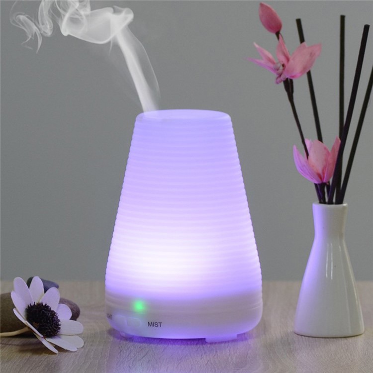 100ml Ultrasonic Essential Oil Diffuser Air Humidifier with 7-color Changing LED Light - White / US Plug-4