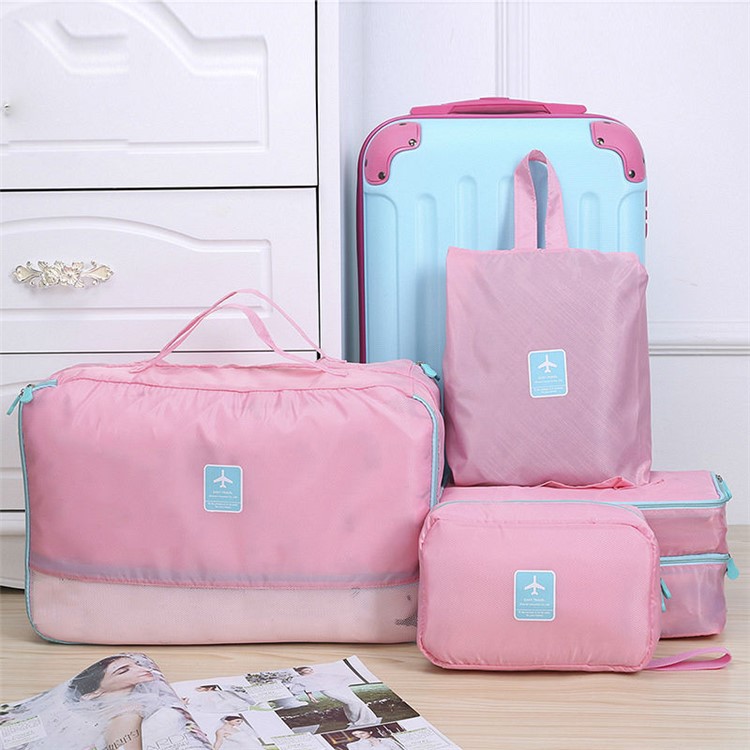 HAYAN Multi-functional 4PCS Set Water Resistant Travel Accessories Storage Bag - Pink-1