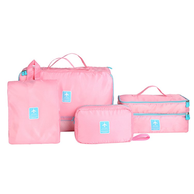 HAYAN Multi-functional 4PCS Set Water Resistant Travel Accessories Storage Bag - Pink-2