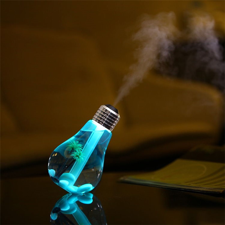 Creative Mini Bulb Humidifier Colorful LED Night Light USB Air Purifier 400ml - Silver Head / Transparent-1