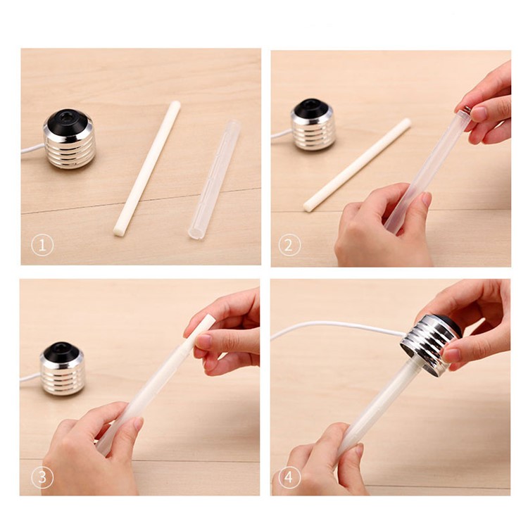 Creative Mini Bulb Humidifier Colorful LED Night Light USB Air Purifier 400ml - Silver Head / Transparent-12
