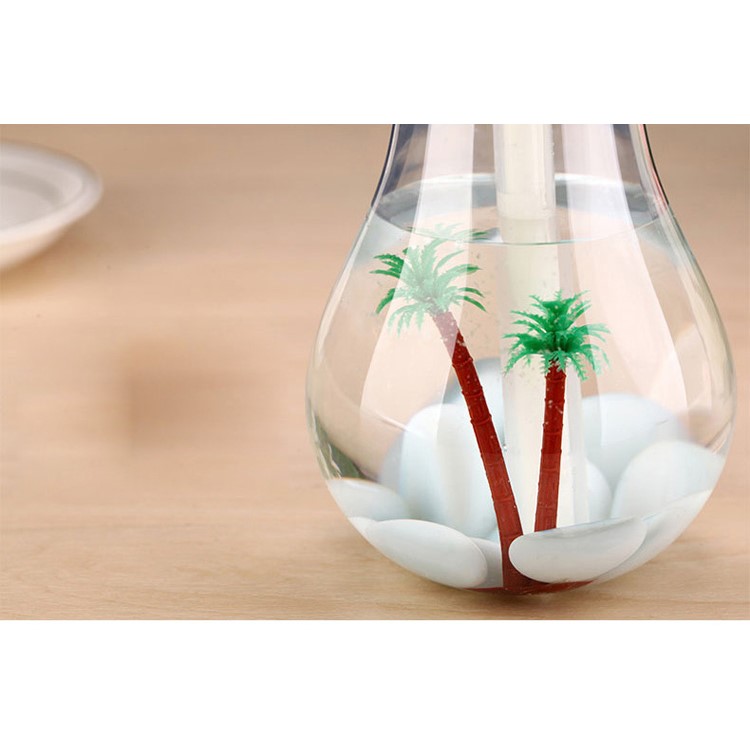 Creative Mini Bulb Humidifier Colorful LED Night Light USB Air Purifier 400ml - Silver Head / Transparent-15