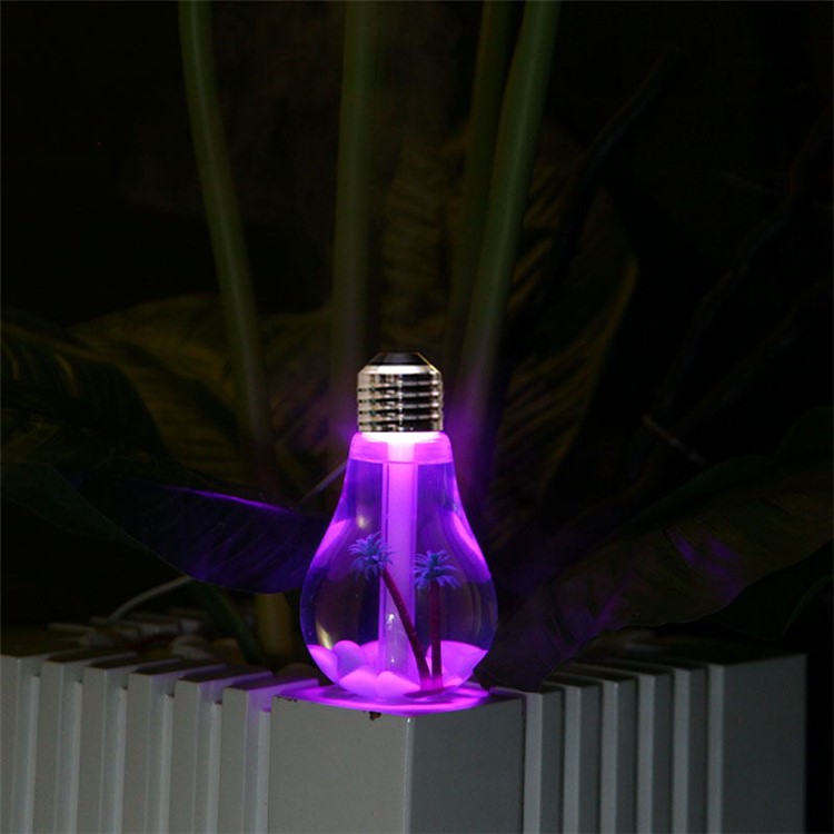 Creative Mini Bulb Humidifier Colorful LED Night Light USB Air Purifier 400ml - Silver Head / Transparent-2