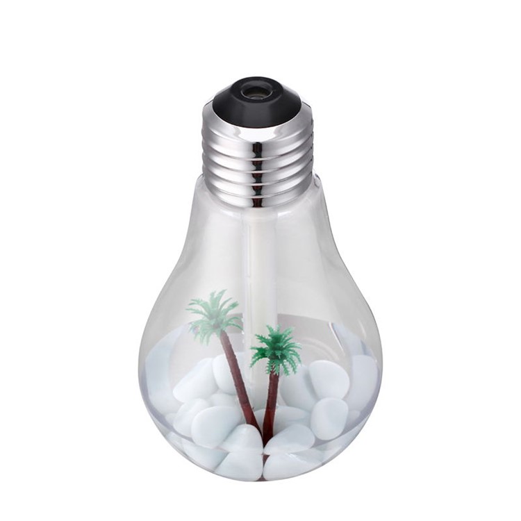 Creative Mini Bulb Humidifier Colorful LED Night Light USB Air Purifier 400ml - Silver Head / Transparent-5