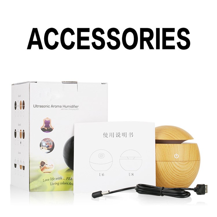 FEA U8 Ultrasonic Aroma Diffuser Humidifier with LED Lights USB Power - Black-5