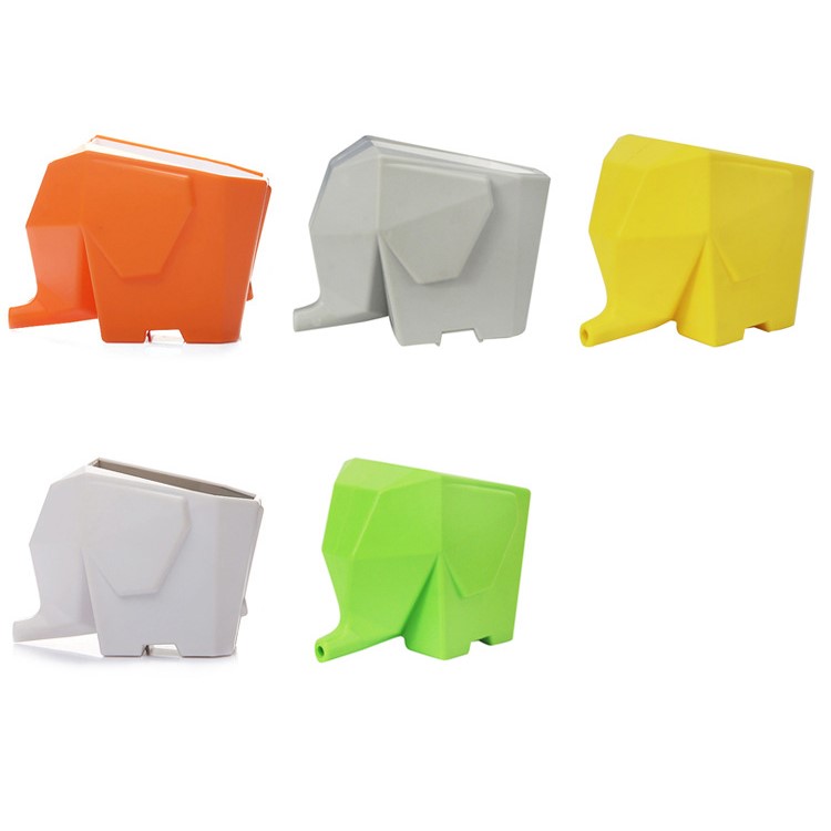 Multi-functional Cute Elephant Cutlery Drainer Storage Box - Beige-1
