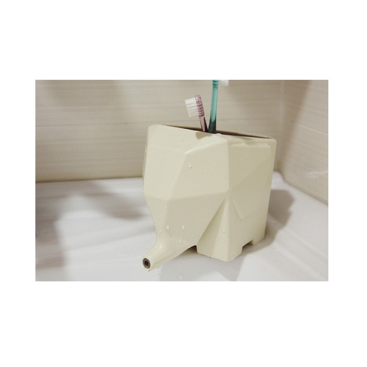 Multi-functional Cute Elephant Cutlery Drainer Storage Box - Beige-11
