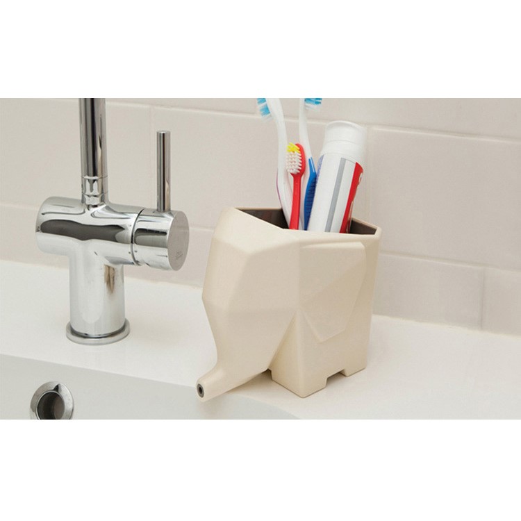 Multi-functional Cute Elephant Cutlery Drainer Storage Box - Beige-14