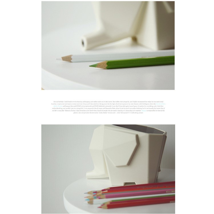 Multi-functional Cute Elephant Cutlery Drainer Storage Box - Beige-3