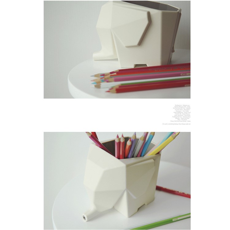Multi-functional Cute Elephant Cutlery Drainer Storage Box - Beige-6