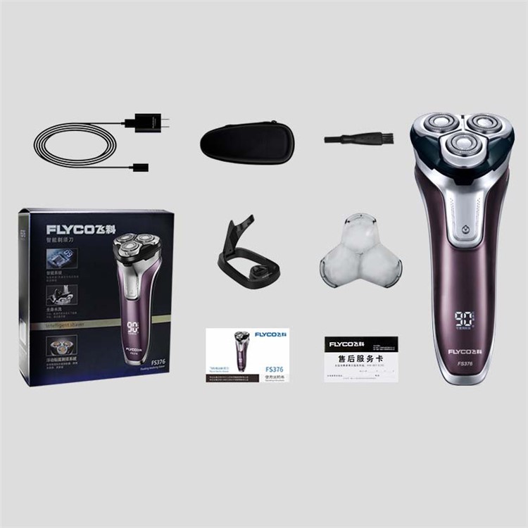 FLYCO FS376 3D Floating Triple-head Shaver Rechargeable Razor with LED Display-7