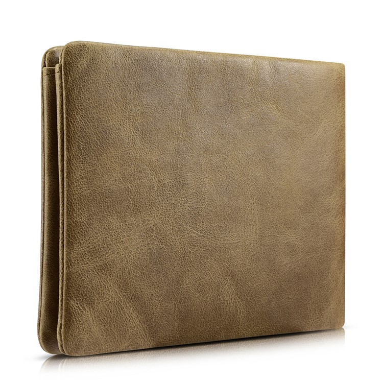 ICARER Shenzhou Real Cowhide Leather Flip Bifold Wallet for Men - Khaki-2