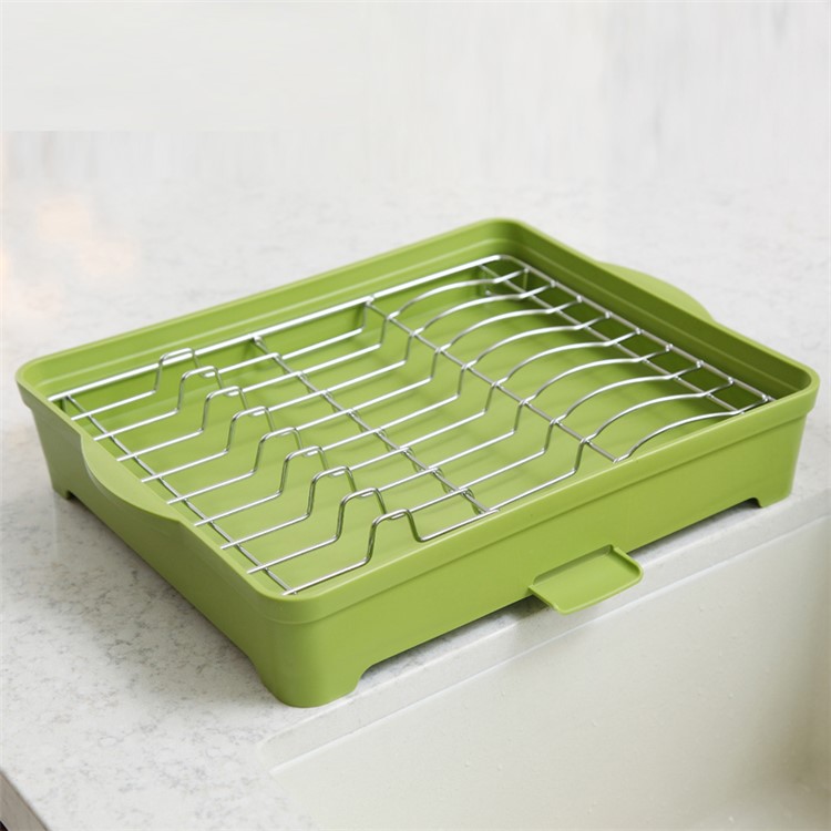 ANYA 754 Stainless Steel & Plastic Draining Drying Dish Rack Cabinet Organizer - Green-2