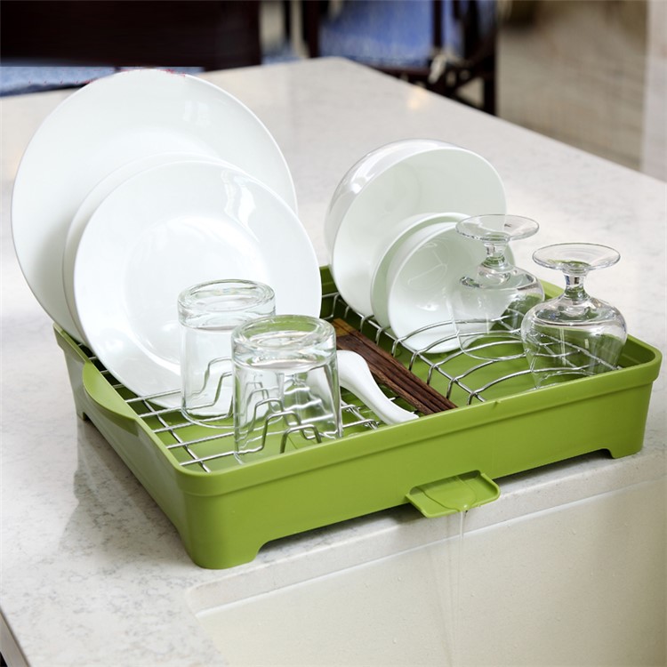 ANYA 754 Stainless Steel & Plastic Draining Drying Dish Rack Cabinet Organizer - Green-3
